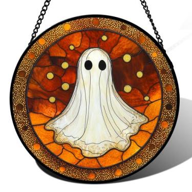 Imagem de Janela de vitral pendurada JOSUMALY Halloween Ghost