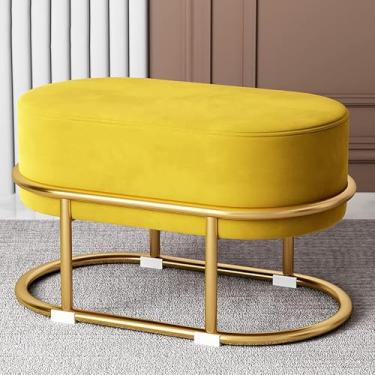Imagem de Banquinho De Vaidade De Veludo Otomano Moderno Pequeno Descanso Para Os Pés Banquinho De Maquiagem Com Pernas De Metal Dourado Estofado Cadeira De Vaidade Aconchegante Para Sala De Maquia, A