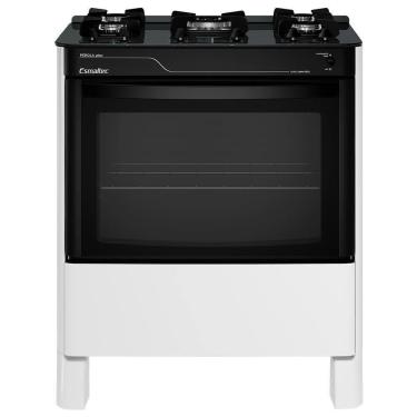 Imagem de Fogão A Gás Mesa De Vidro Limpa Fácil E Acendimento Automático Esmaltec Pérola Glass 5 Bocas Branco Bivolt