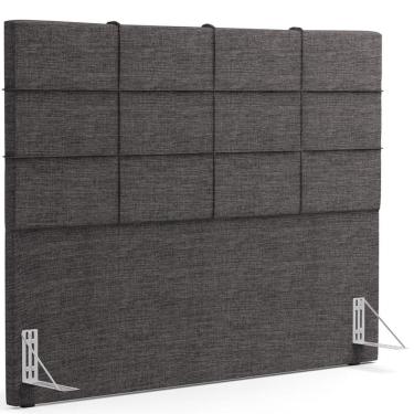 Imagem de Cabeceira Cama Box Casal King 195 cm Roma W01 Linho Cinza Escuro - Lyam
