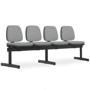 Imagem de Cadeira Longarina 4 Lugares Recepção Sala de Espera Work F02 Sintético Cinza - Lyam Decor