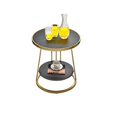 Imagem de Mesa de centro de design simples moderna mármore varanda redonda pequena mesa de centro sofá mesa lateral armário pequeno mesa de canto luz luxuosa sala de estar mesa de canto mesa de canto