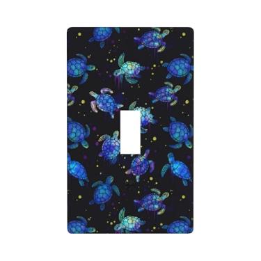 Imagem de Placa decorativa para interruptor de luz de tartarugas marinhas – 1 placa de parede de balancim individual, placa frontal moderna para banheiro, cozinha, decoração de casa, capas de placa de