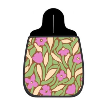 Imagem de Lixeira De Carro Organizador Lixinhocar Floral Abstrato Verde e Marrom