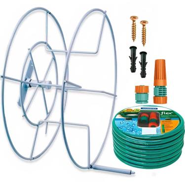 Imagem de Suporte Enrolador de Mangueira Giratório Grande EVALD com Mangueira 20 Metros TRAMONTINA