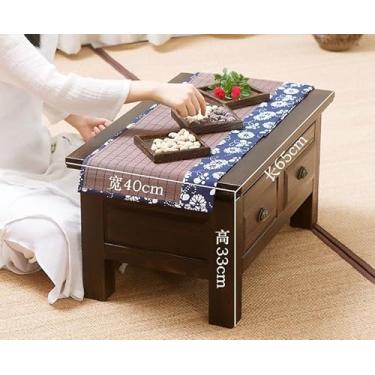 Imagem de Mesa de centro de design simples, estilo chinês antigo, armário de armazenamento de madeira com renda de madeira Paulownia, mesa de jantar familiar tradicional, mesa de chá, mesa lateral minimalista