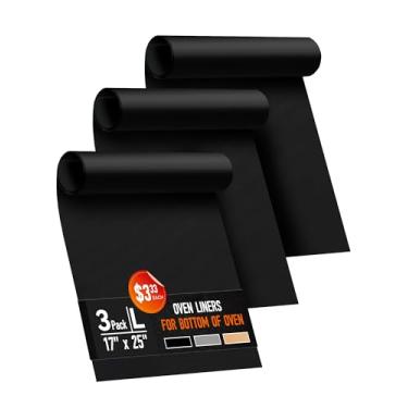 Imagem de Pacote com 3 forros de forno para parte inferior do forno, tapete de forno antiaderente grande resistente de 43 x 63 cm para fornos elétricos, a gás, torradeira e convecção - livre de BPA e PFOA, pode