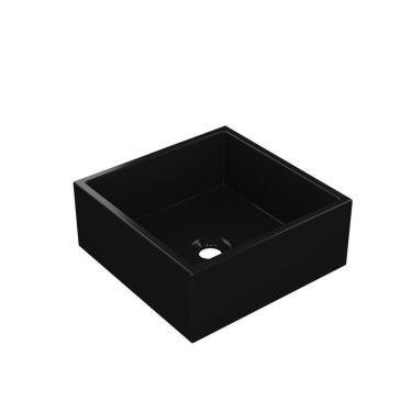 Imagem de Cuba De Apoio Banheiro Pérola Pedra 30x30cm Preto Fosco