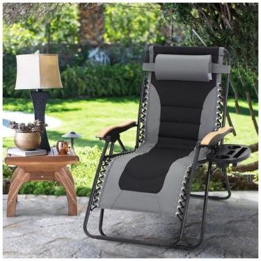 Imagem de Cadeira Reclinável Ajustável Gravidade Zero com Apoio de Cabeça e Porta Copos, MAISON ARTS, Cinza