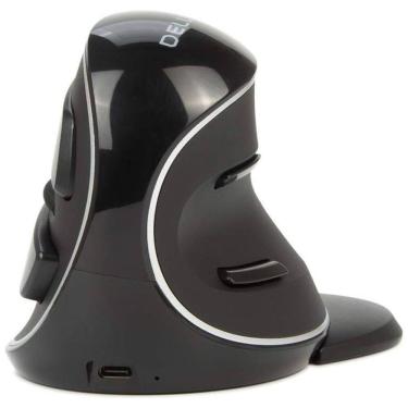 Imagem de Mouse Ergonômico Vertical Óptico sem Fio Reduz a Tensão do Pulso Multifunções, 800, 4000 DPI, DELUX M618PD, Preto