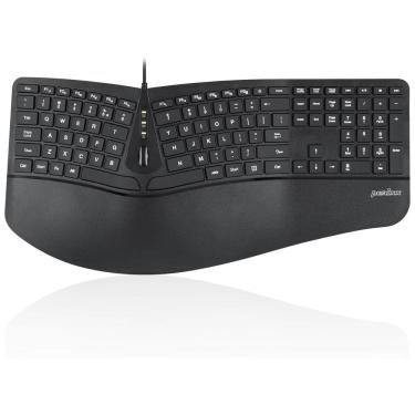 Imagem de Teclado Ergonômico com Fio Recarregável Reduz a Tensão das Mãos com Descanso de Pulso Ajustavel, PERIXX 11700, Preto