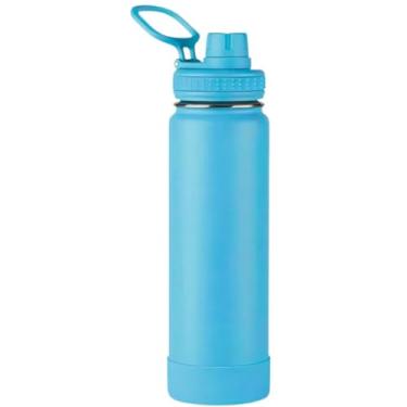 Imagem de Garrafa Térmica de Aço Inox, 800ml, com Alça, Tampa Rosqueável, Filtro, Isolamento, para Academia Trabalho Estudos, Bebidas Quentes e Frias (Azul Claro)