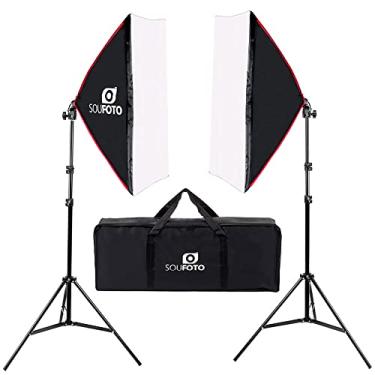 Imagem de SOU FOTO Kit Softbox Duplo com Bolsa para Iluminação de Estúdios Video e Fotografia Uso Profissional e Amador | 2x Softbox 50x70cm e-27 Simples, 2x Tripés de Iluminação e Bolsa | Modelo Doppio Red