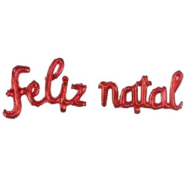 Imagem de Balão Metalizado Letras Vermelhas 50cm FELIZ NATAL Letra Cursiva - Sem