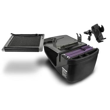 Imagem de AutoExec AE-RDFS-PS-VC-GT Reach Desk banco dianteiro para carro e suporte de impressora portátil para estação de trabalho e clipe de ventilação do telefone, cinza