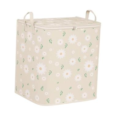 Imagem de Generic Saco de armazenamento de roupas, caixa de armazenamento com tampa, alças grandes reforçadas, bolsa de mudança para embalar dormitórios, roupas, Margarida Bege