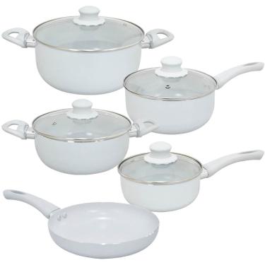 Imagem de Jogo de Panelas de Indução Antiaderente Cerâmica Madrid Cinza 5 peças - Hauskraft Premium