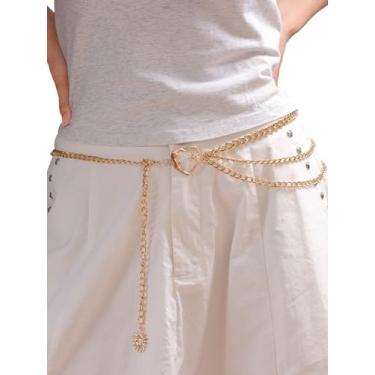 Imagem de Cinto de corrente de ouro para mulheres, moda plus size, correntes douradas de metal em camadas de coração, cintos de cintura modernos para mulheres
