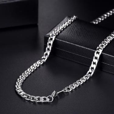 Imagem de Corrente masculina banhada a ouro/prata/preto com elos cubanos de 7 mm, joia hip hop de 45 a 76 cm, 30 inch (76cm)Longest Fit, Aço inoxidável, Sem Pedra Preciosa