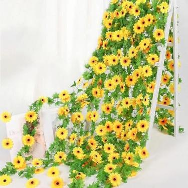 Imagem de 248 cm, girassóis sintéticos, flores artificiais, videiras, canos de água para decoração de arco de casamento