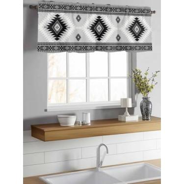 Imagem de Cortinas para Janelas Cinza Boêmio Varão Bolso Asteca Boho Estilo Tribal Decoração de Janela Cortina para Cozinha Sala de Estar Quarto 137 cm x 45 cm
