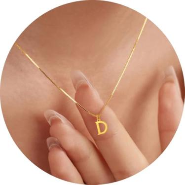Imagem de Colar com pingente de inicial personalizada A-Z, joia minimalista de aço inoxidável para mulheres, pingente de alfabeto personalizado, F, Aço inoxidável, Sem Pedra Preciosa