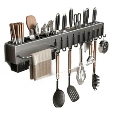 Imagem de Suporte De Armazenamento Para Cozinha | Suporte De Parede Para Facas E EspáTulas(10 Ganchos 3 Porta Palito)