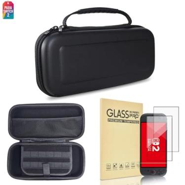 Imagem de Kit de Transporte Premium, Case EVA Preto com Alça, 2 Películas de Vidro Temperado, Compatível com Nintendo Switch 2