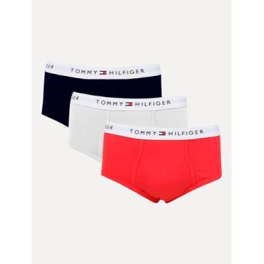 Imagem de Cueca Tommy Hilfiger Cotton Stretch Brief Vermelha/ Marinho/ Branca Pa