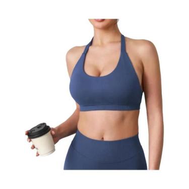Imagem de Top De Ginástica Sem Costura Para Mulheres, Sutiã Esportivo Sem Costas