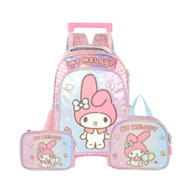 Imagem de Mochila Rodas Lancheira Estojo Box My Melody Hello Kitty