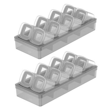 Imagem de Kit 2 Organizadores Clear + 16 Potes Herméticos 150Ml - Fume