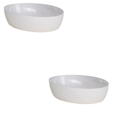 Imagem de Kit 2 Travessa Oval Com Friso LE CHEF 28x19,5x6 Cm Branca - Paramount