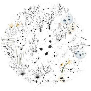 Imagem de 35 peças Natureza Minimalismo Preto e Branco Botânico Floral Professor Recompensa Adesivos Brinquedos Botânicos para DIY Telefone Guitarra Laptop Notebook Mala Copo Guitarra DIY Bicicleta Skate Laptop