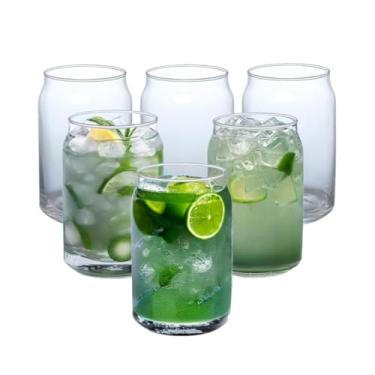 Imagem de Jogo 6 Copos Formato Lata Drinks 420ml Em Vidro Mix Bebidas