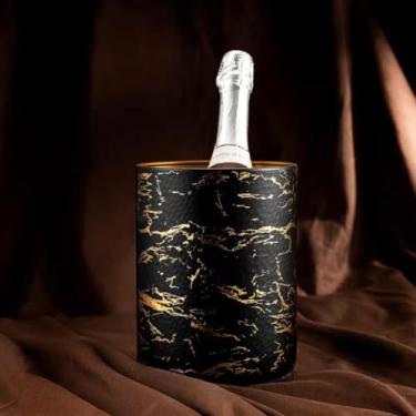 Imagem de Balde de gelo de aço inoxidável bicamada preservação do calor isolamento frio bonito KTV champanhe vinho tinto cerveja gelo bloco de gelo balde comercial (preto, sem prateleiras)