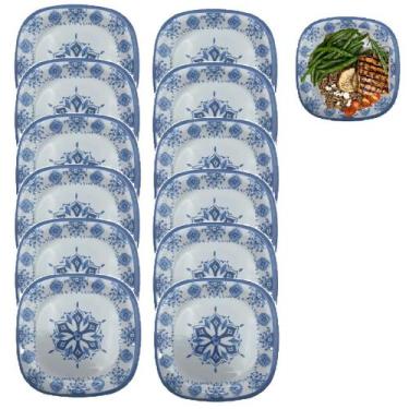 Imagem de Conjunto 12 Prato Quadrado Melamina 21cm Restaurantes Jantar - Fx