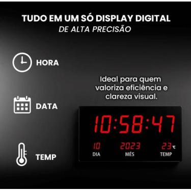 Imagem de Relógio Parede Led Digital Grande 47cm Data Termômetro Firma Academia 