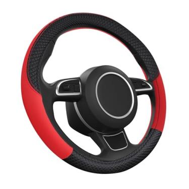 Imagem de Capa de volante de carro, capas de volante de couro de microfibra de 38 cm com forro antiderrapante, protetor de roda de carro respirável e inodoro, acessórios de volante interior para mulheres e