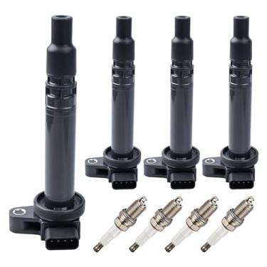 Imagem de Pacote de bobina de ignição UF323 e velas de ignição irídio (conjunto de 4) compatível com Toyota 2000-2004 Tacoma 2.4L 2.7L l4, 2000 4Runner 2.7L l4 para 9091902237