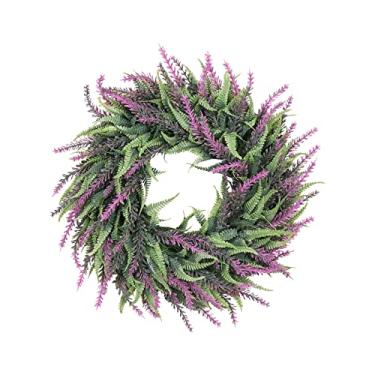 Imagem de Guirlanda de decoração de lavanda de porta de plástico artificial simulação de geada guirlanda de flores decoração de casa flores artificiais flores amarelas (cor: cinza, tamanho: tamanho único)