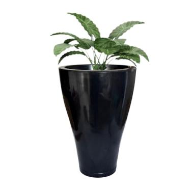 Imagem de Vaso Grande Para Planta Cônico Liso Varanda Jardim Sala 46cm (Preto)