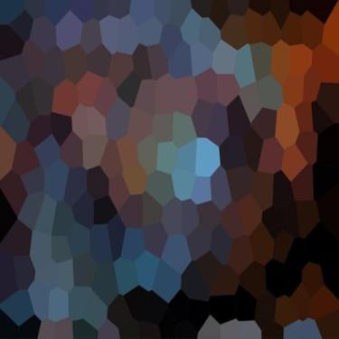 Imagem de QUADRO DECORATIVO ARTÍSTICO COM ESTAMPA MOSAICO AZUL E MARROM TONS ABSTRATOS 30x30cm