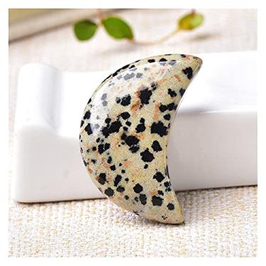 Imagem de Cheio de textura cristal de quartzo natural pedra em forma de lua crescente manual ornamentos de cristais de quartzo polido DIY presente artesanato com pedras preciosas (cor: balmatina, tamanho: 35 x