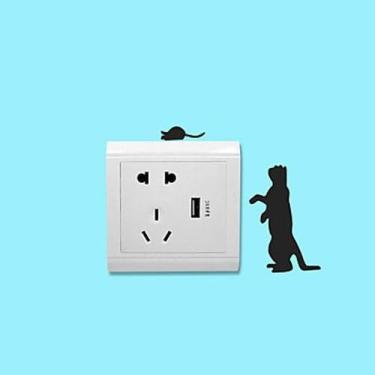 Imagem de Kit 2 Adesivos Interruptor Infantil Animal Gato Rato - Pottes Adesivos