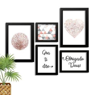 Imagem de Kit 5 Quadros Decorativos Com Molduras Arvore Da Vida Gold - D'Cora