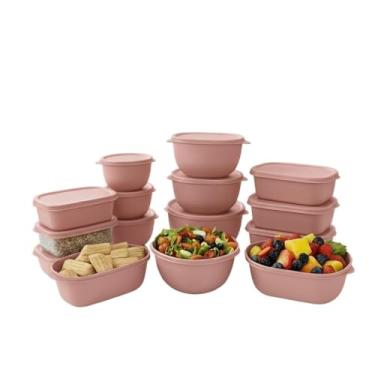 Imagem de Kit Potes Herméticos de Plástico com Tampa – Empilháveis e Resistentes para Alimentos(ROSA)