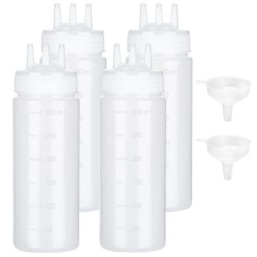 Imagem de Uceoo Garrafa de apertar de 3 furos para molhos, garrafas de plástico para condimentos, dispensadores de molho de tomate para ketchup, molho de churrasco, oficina de pintura, artesanato de panqueca