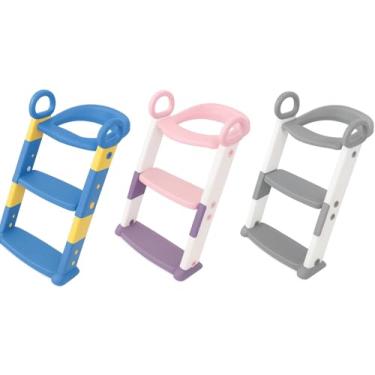 Imagem de Assento Redutor Infantil Vaso Sanitário Privada Com Escada Trono Troninho Desfralde (Azul)