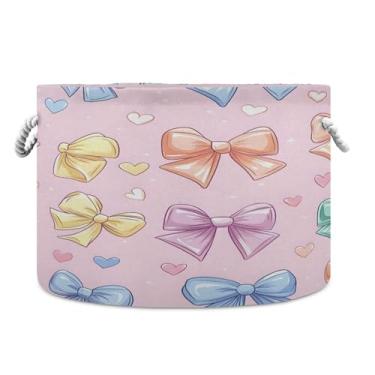 Imagem de SEHANY Cesta de armazenamento redonda grande com alça de corda, cesto de roupa suja de lona para armazenamento de cobertores, cesta de armazenamento infantil para quarto de banho, decoração de